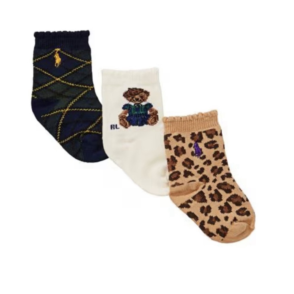 6-12m Baby Boys POLO RALPH LAUREN Farmer POLO BEAR Crew Socks Shoe 0-3 BinB